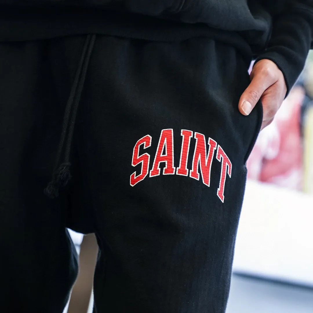 SAINT MICHAEL ARCH SAINT SET PANTS/BLACK The latest SAINT LOGO sweatpants, washed black/gray gray S-XL, custom woven and dyed, black surface and gray bottom fabric, same as the original version, original level straight cracking pulp, original cut and loose fit